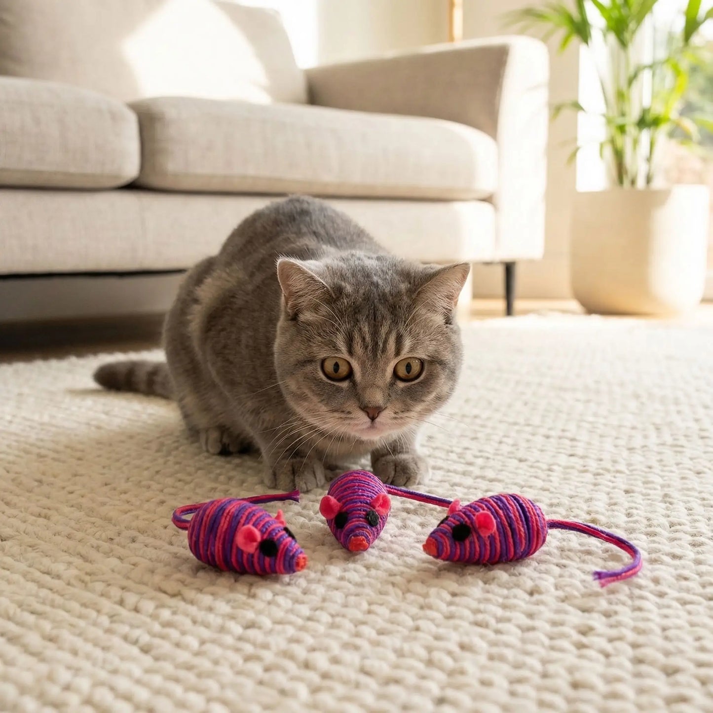 Jouet pour chat - 3 souris rouges