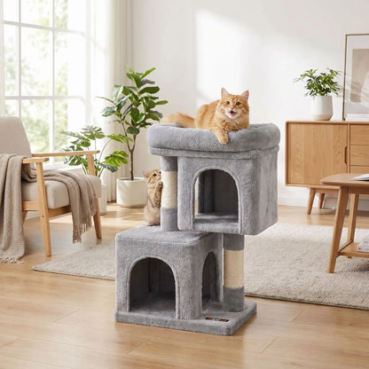 Arbre à chat en bois - Gris clair