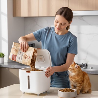 Boite à croquettes pour chat - Le bonheur de toujours savoir où vous en êtes