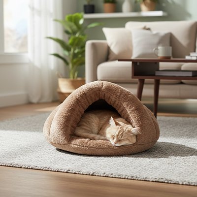 Coussin chauffant chat - Retrouvez un chat enfin détendu dans son sanctuaire personnel