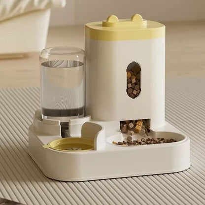 Disributeur de croquettes pour chat - Équilibre alimentaire  de votre félin et tranquilité d'esprit - Couvercle jaune