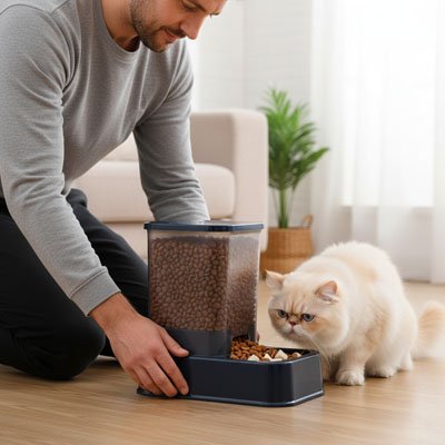 Distributeur croquette chat -  Alimentation simplifiée pour félin exigeant