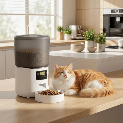 Distributeur de croquettes pour chat - Blanc