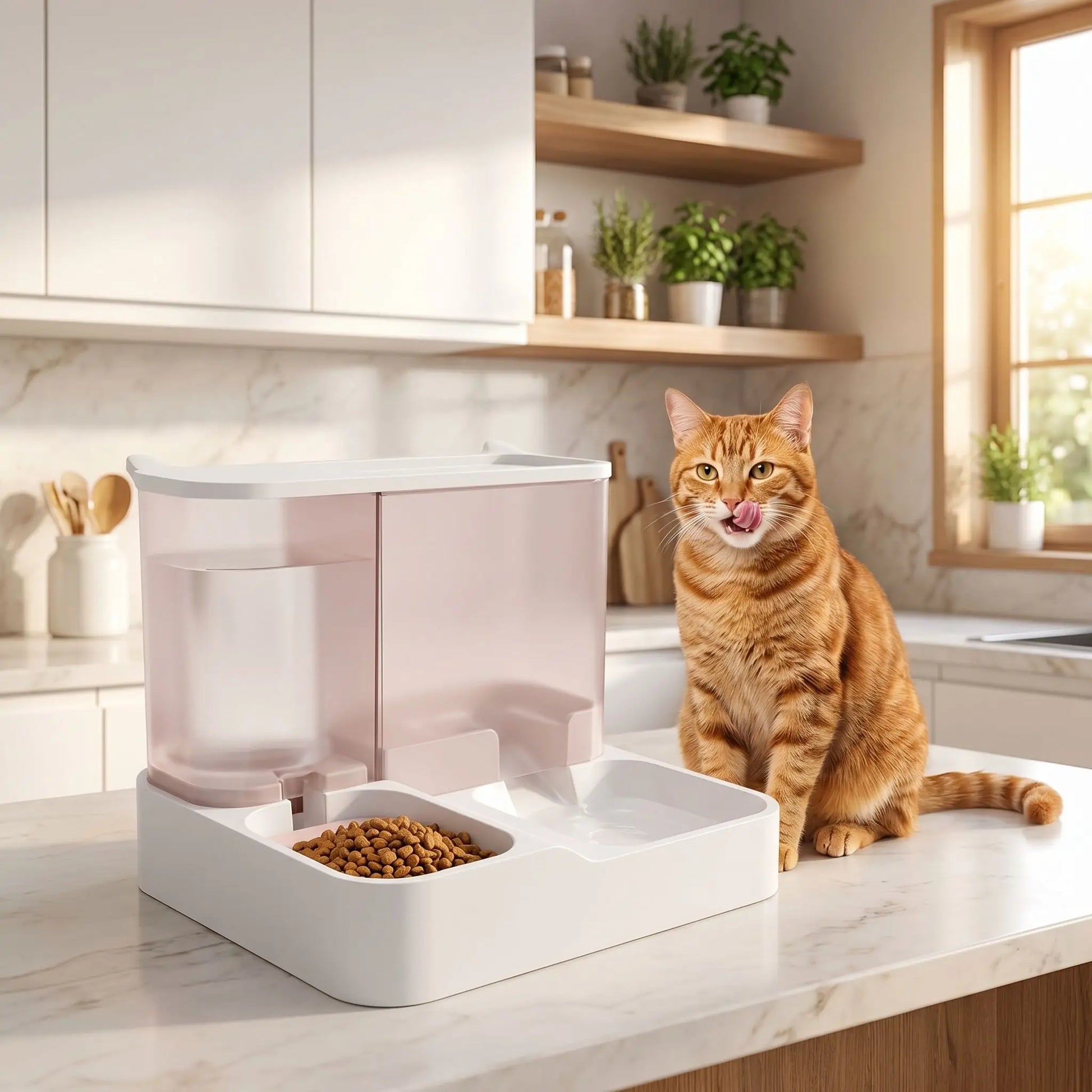 Distributeur de croquettes pour chat - Rose