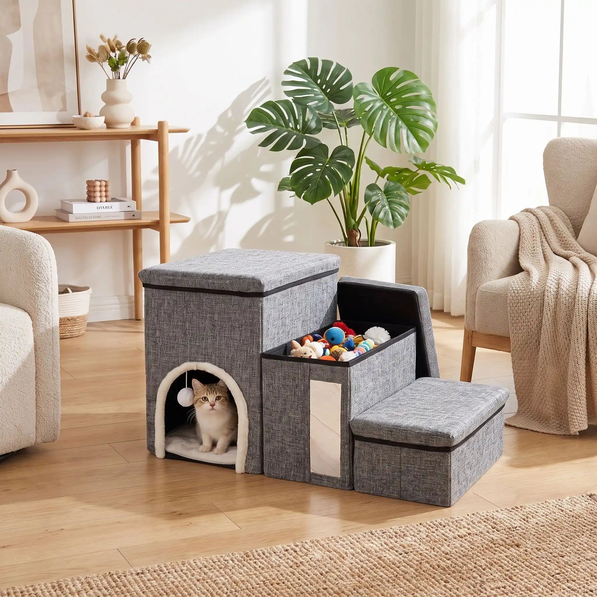 Escalier pour chat - Rangement caché pour une maison toujours impeccable