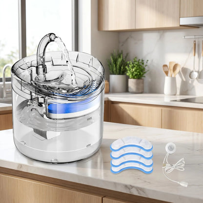 Fontaine a eau chat - Fontaine avec 3 éponges filtrantes
