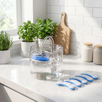Fontaine a eau chat - Fontaine avec 6 éponges filtrantes