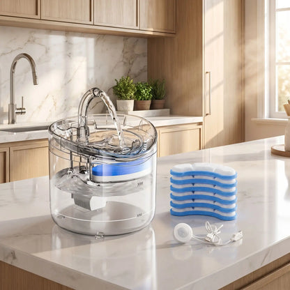 Fontaine a eau chat - Fontaine avec 6 éponges filtrantes et 1 capteur
