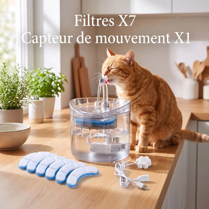Fontaine a eau chat - Fontaine avec 7 éponges filtrantes et 1 capteur de mouvement