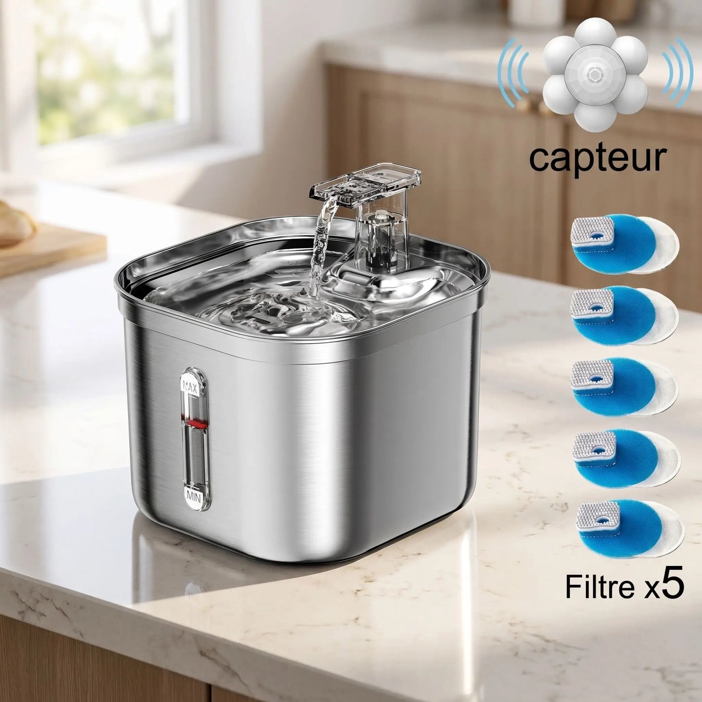 Fontaine a eau chat -  Filtre capteur x5