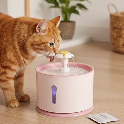 Cat water fountain - The water flows in a gentle cascade, always clean, always tempting