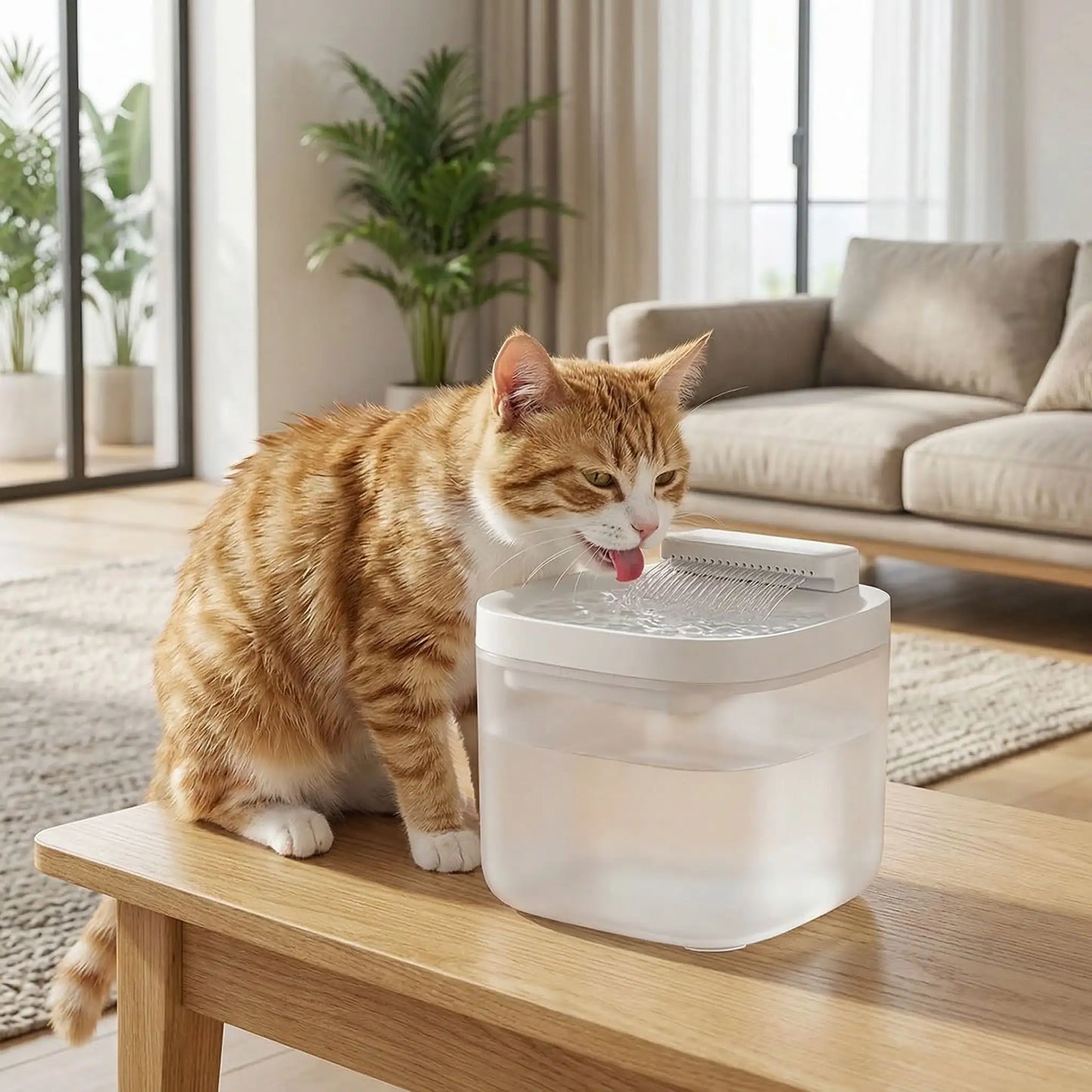 Fontaine eau chat - Blanc translucide