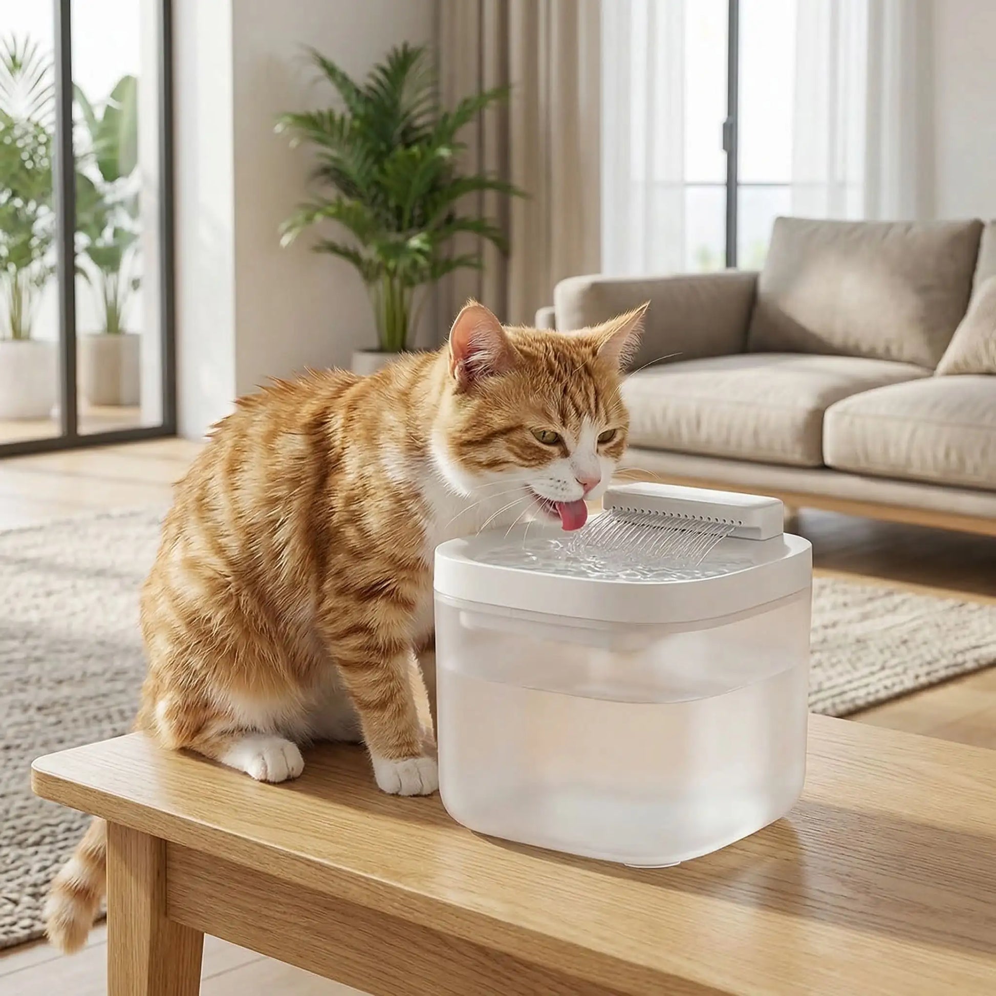 Fontaine eau chat - Blanc translucide