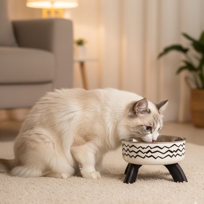 Gamelle chat surélevée - Votre chat garde son dos droit