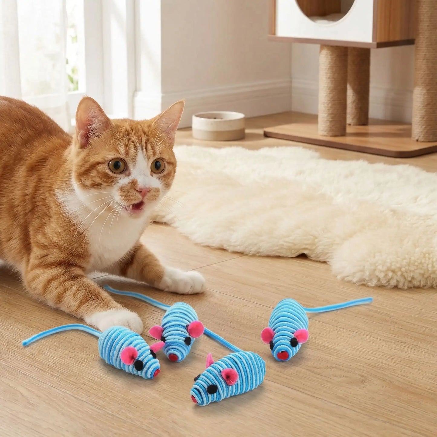 Jouet pour chat - 3 souris bleues