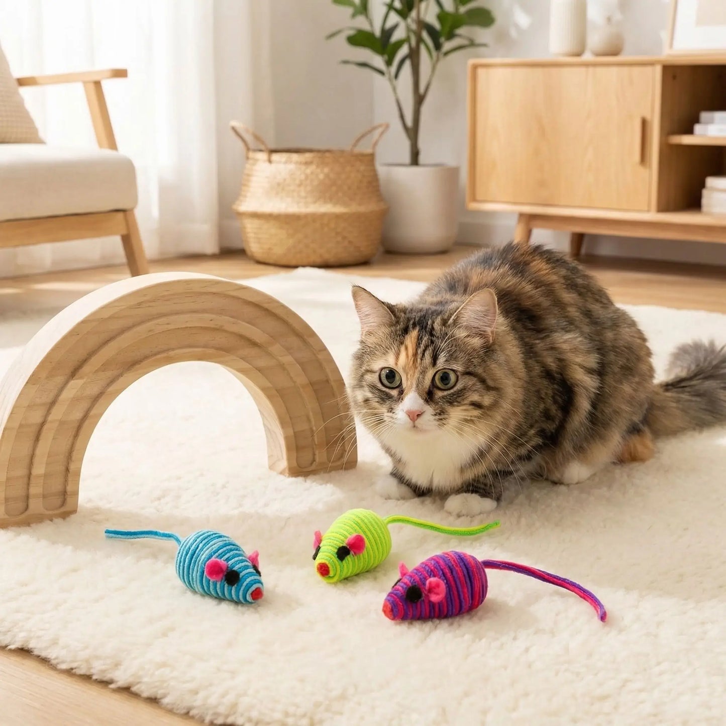 Jouet pour chat - 3 souris de couleurs mélangées
