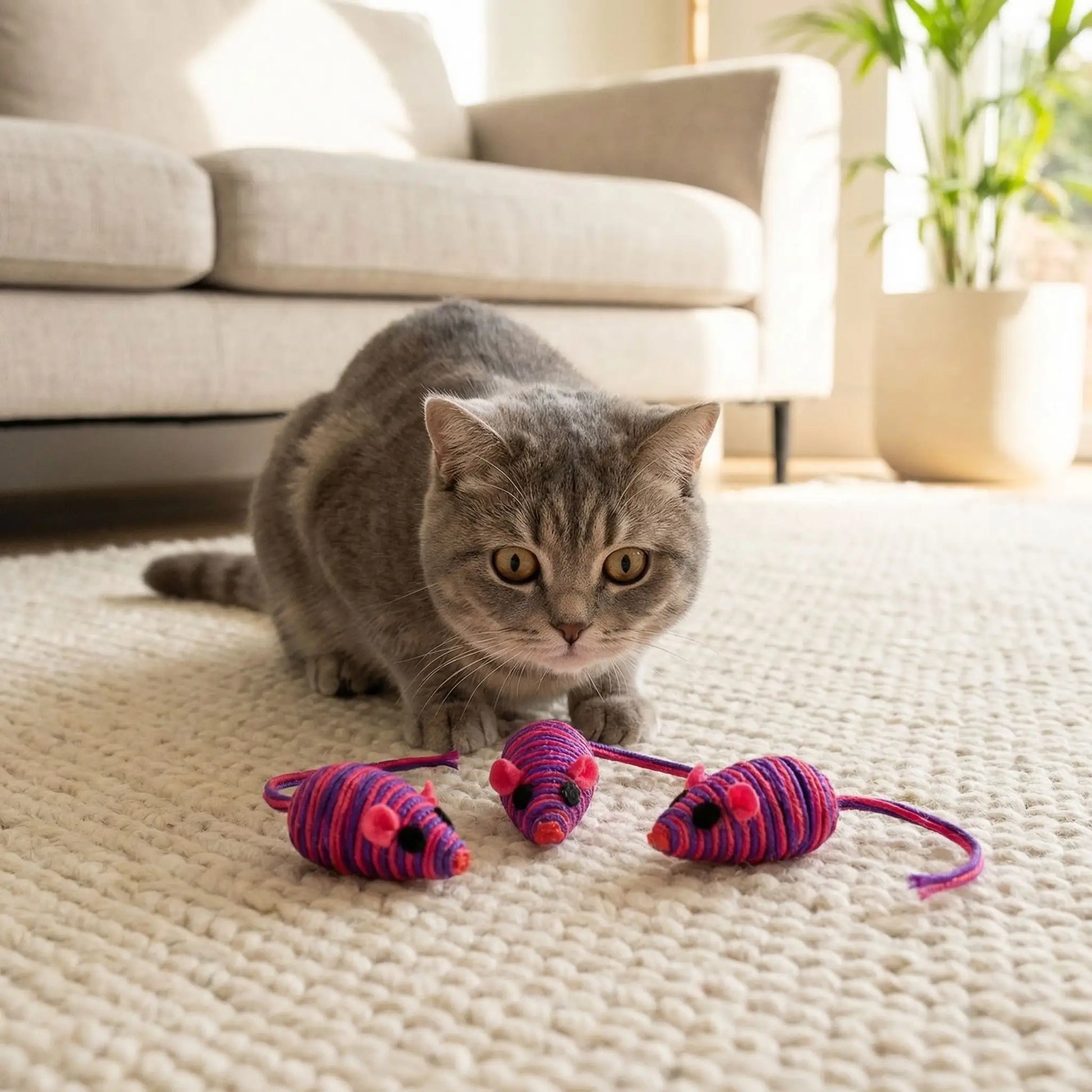 Jouet pour chat - 3 souris rouges