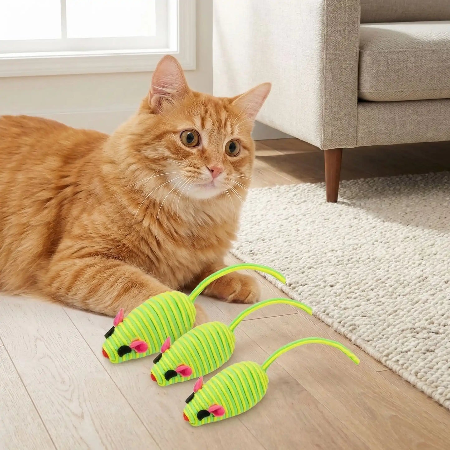 Jouet pour chat - 3 souris vertes