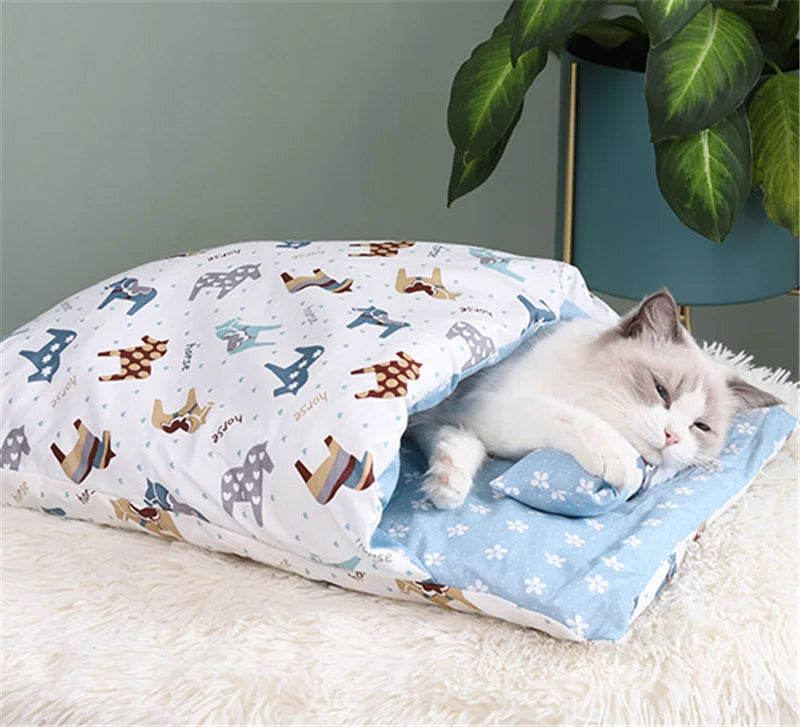 Coussin à chat - Bleu poney