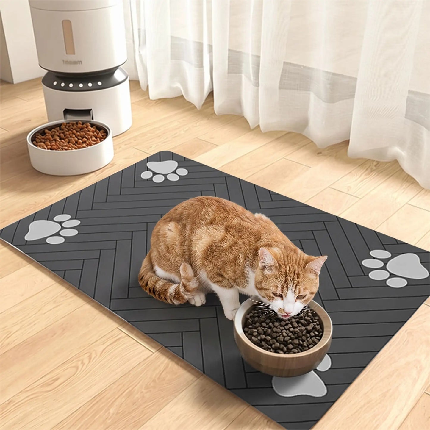 Tapis gamelle chat - Absorption express contre l'humidité