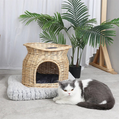 Panier chat osier - CHATSURDEUXNIVEAUX™ - CHATS
